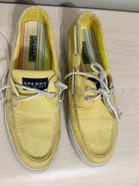 Sperry Yellow Canvas Boat Moccasins